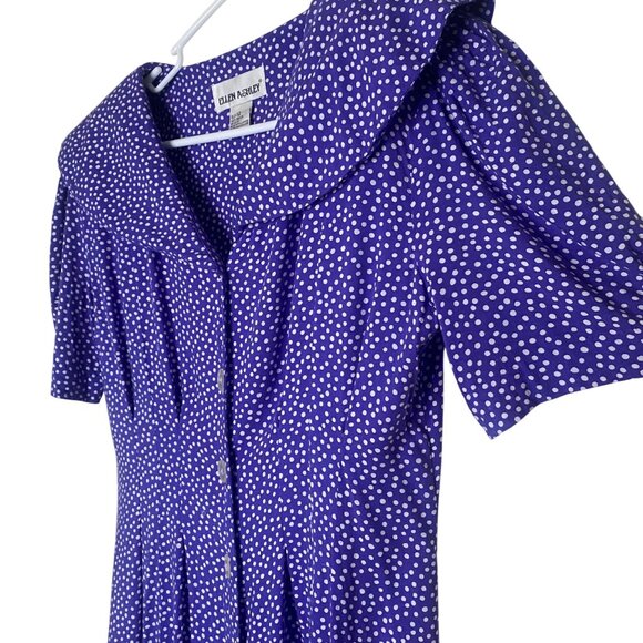 Vintage Ellen Ashley Midi Dress Womens Size 12 Purple Button Front Sailer Collar - Picture 5 of 11